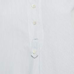 Pre Owned Celine Blue Striped Cotton Long Sleeve Top M