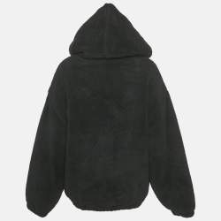 Pre Owned Celine Black Faux Shearling Zip-Up Hooded Jacket L