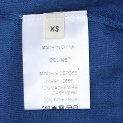 Celine Blue Cashmere Knit Button Front Sweater XS