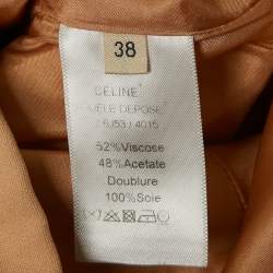 Celine Peach Crepe V-Neck Mini Dress M
