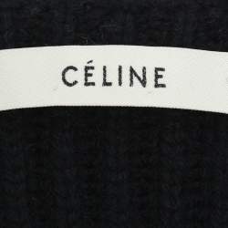 Pre Owned Celine Navy Blue Wool Rib Knit Dress S
