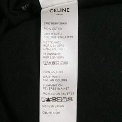 Pre Owned Celine Black Logo Print Cotton Boxy Crop Top S