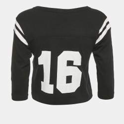 Pre Owned Celine Black Logo Print Cotton Boxy Crop Top S