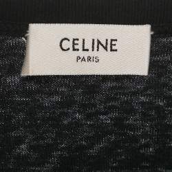 Pre Owned Celine Black Logo Print Cotton Boxy Crop Top S