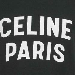 Pre Owned Celine Black Logo Print Cotton Boxy Crop Top S