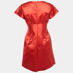 Pre Owned Celine Red Satin Corset Mini Dress M
