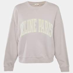 Celine Pink Logo Flock Print Cotton Sweatshirt S