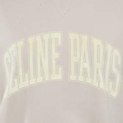Celine Pink Logo Flock Print Cotton Sweatshirt S