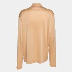 Celine Beige Stretch Knit High Neck Top M