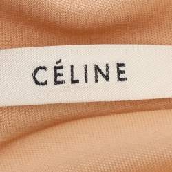 Celine Beige Stretch Knit High Neck Top M