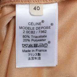 Celine Beige Stretch Knit High Neck Top M