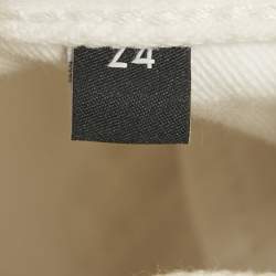 Pre Owned بنطلون جينز سيلين دنيم أبيض بتفاصيل معدنية مستقيم الساق حجم صغير خصر 24 بوصة