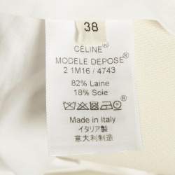 Pre Owned Celine Cream Wool Blend Wide Leg Trousers 