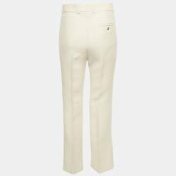 Pre Owned Celine Cream Wool Blend Wide Leg Trousers 