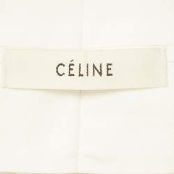 Pre Owned Celine Cream Wool Blend Wide Leg Trousers 