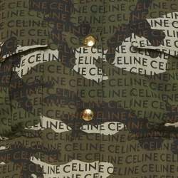 Pre Owned Celine Black Camouflage Logo Print Georgette Midi Shirt Dress M