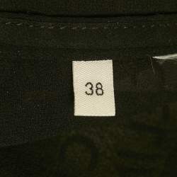 Pre Owned Celine Black Camouflage Logo Print Georgette Midi Shirt Dress M