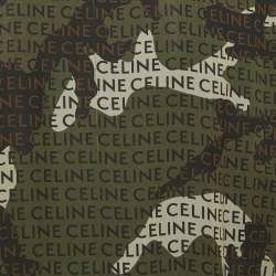 Pre Owned Celine Black Camouflage Logo Print Georgette Midi Shirt Dress M