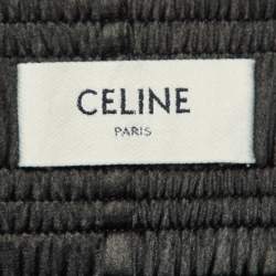 Pre Owned Celine Black Satin Logo Waist Band Trousers M