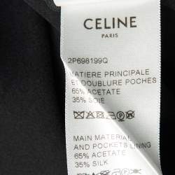 Pre Owned Celine Black Satin Logo Waist Band Trousers M