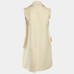 Pre Owned Celine Cream Wool & Silk Sleeveless Long Vest S