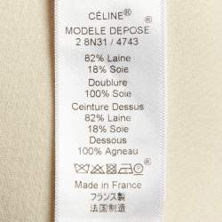 Pre Owned Celine Cream Wool & Silk Sleeveless Long Vest S