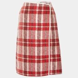 Pre Owned Celine Multicolor Patterned Synthetic Overlap Midi Skirt M