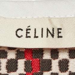 Pre Owned Celine Multicolor Patterned Synthetic Overlap Midi Skirt M