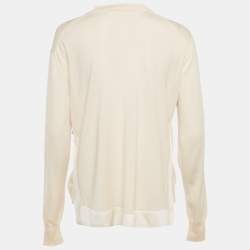 Pre Owned Celine Cream Wool Blend Full Sleeves Sweater S
