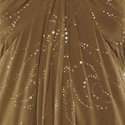 Pre Owned Celine Olive Green Embellished Silk Chiffon Strapless Maxi Dress S
