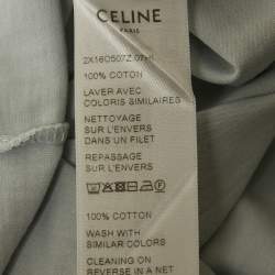 Pre Owned Celine Blue Triomphe Applique Jersey T-Shirt XS