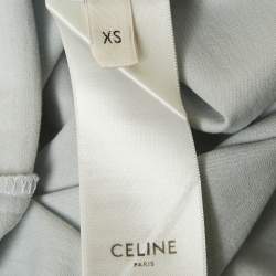Pre Owned Celine Blue Triomphe Applique Jersey T-Shirt XS