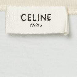Pre Owned Celine Blue Triomphe Applique Jersey T-Shirt XS