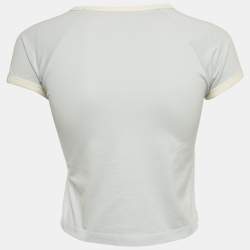 Pre Owned Celine Blue Triomphe Applique Jersey T-Shirt XS