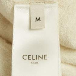 Pre Owned Celine Cream Triomphe Terry Cotton Cropped Jumper M