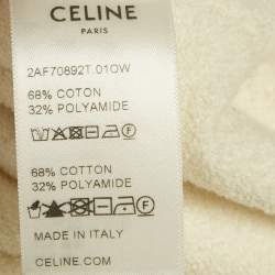 Pre Owned Celine Cream Triomphe Terry Cotton Cropped Jumper M