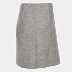 Pre Owned Celine Grey Wool Blend Wrap Midi Skirt M