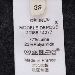 Pre Owned Celine Grey Wool Blend Wrap Midi Skirt M