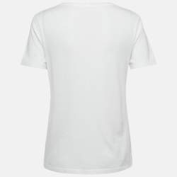 Pre Owned Celine White Logo Print Cotton T-Shirt M