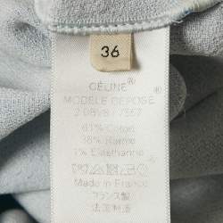 Pre Owned Celine Light Blue Cotton Raime Blend Sleeveless Top S