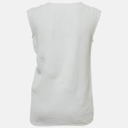 Pre Owned Celine Light Blue Cotton Raime Blend Sleeveless Top S