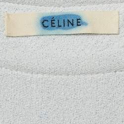 Pre Owned Celine Light Blue Cotton Raime Blend Sleeveless Top S