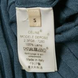 Pre Owned Celine Blue Wool Rib Knit Full Sleeve Top S
