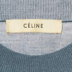 Pre Owned Celine Blue Wool Rib Knit Full Sleeve Top S