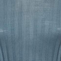 Pre Owned Celine Blue Wool Rib Knit Full Sleeve Top S
