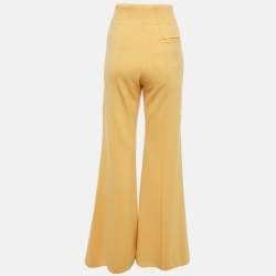 مملوكة مسبقًا Celine Yellow Wool Knit Wide Leg Trousers M