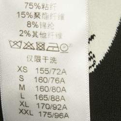 Pre Owned Celine White/Black Jacquard Stretch Knit Mini Dress S