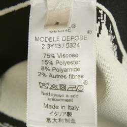 Pre Owned Celine White/Black Jacquard Stretch Knit Mini Dress S