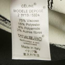 Pre Owned Celine White/Black Jacquard Stretch Knit Mini Dress S