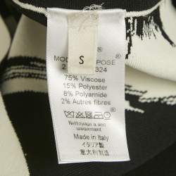 Pre Owned Celine White/Black Jacquard Stretch Knit Mini Dress S